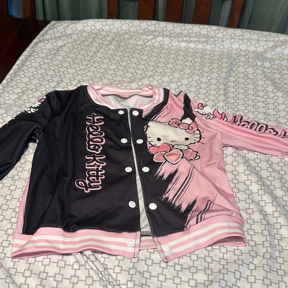 Hello Kitty Pink and Black Button-Up Top